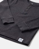 Black Craftsman Thermal Henley featuring a cozy waffle-knit design and button placket from Appaman.