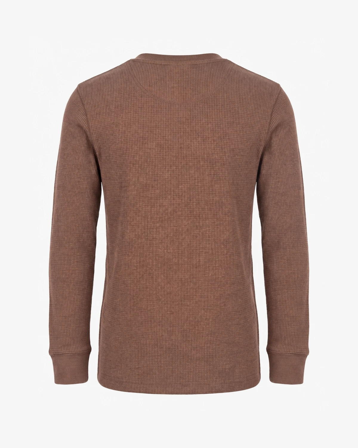 Appaman boys' waffle thermal henley brown, back view.