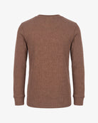 Appaman boys' waffle thermal henley brown, back view.