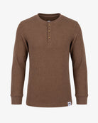 Appaman boys' waffle thermal henley brown, front view.