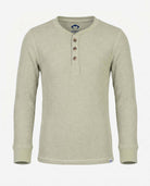 Cement Craftsman Thermal Henley by Appaman in a warm thermal waffle-knit with long sleeves and button placket.