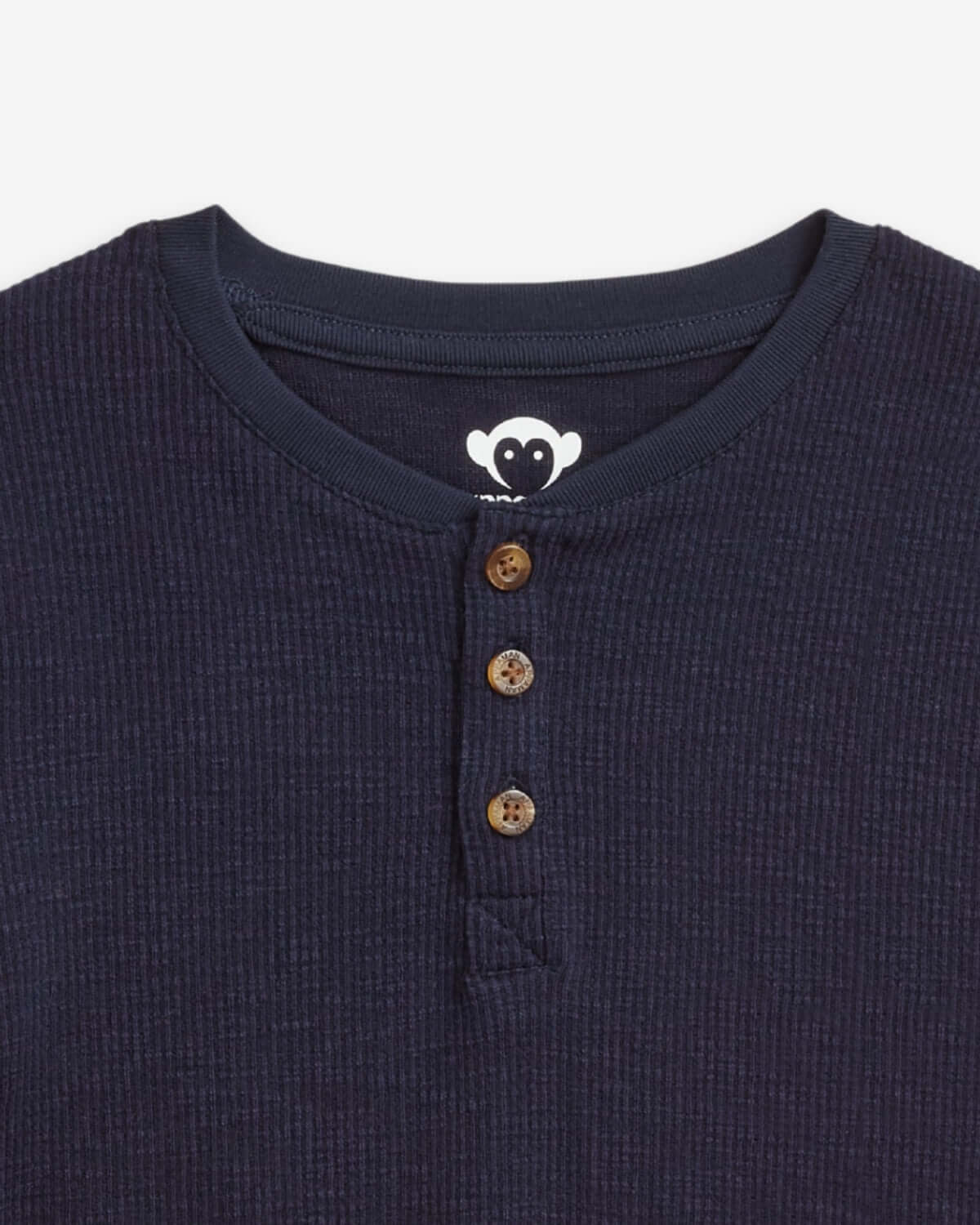 Navy Blue Craftsman Thermal Henley featuring a button placket and soft thermal fabric for kids.