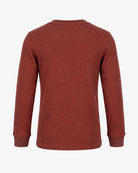 Appaman boys' waffle thermal henley rust, back view.