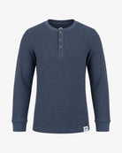 Appaman boys' waffle thermal henley navy, front view.