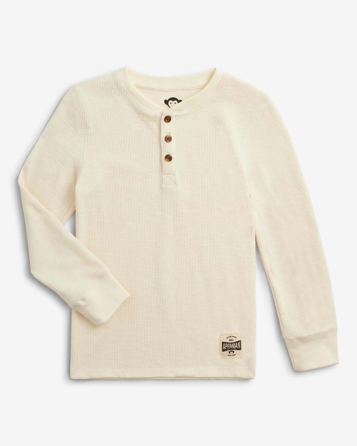 Winter White Craftsman Thermal Henley, cozy thermal fabric with button details for stylish layering.