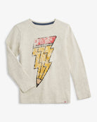 Creative Spark Graphic Long Sleeve Tee featuring a lightning bolt pencil design in Cloud Heather color.