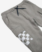 Cement Empire Sweatpants in cement grey with adjustable drawcord and ribbed ankle cuffs.