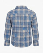 Back view of the Blue Dyed Plaid Flannel Shirt showcasing its classic plaid design and soft fabric.