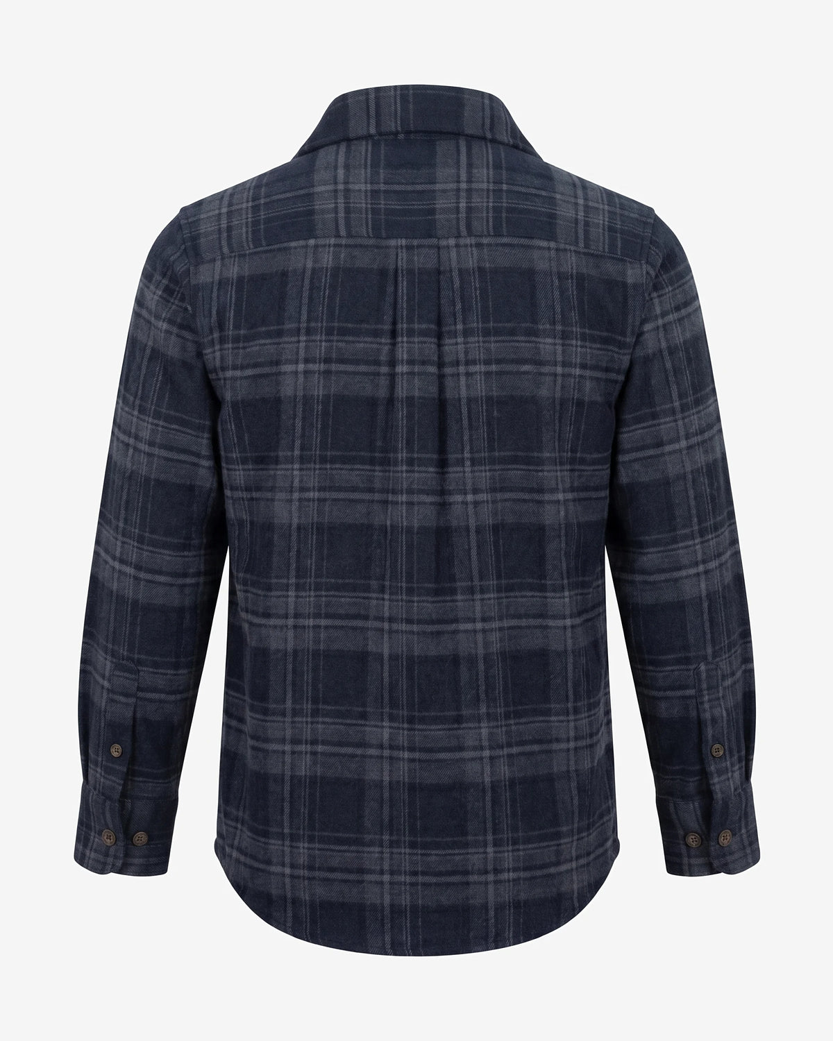 Dark Navy Plaid Flannel Shirt — back