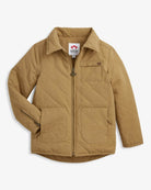 Khaki Flight Jacket featuring quilted material, stylish pockets, and classic collar for cozy outdoor adventures.