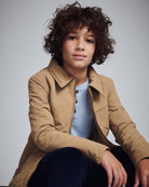Khaki Flight Jacket worn by a child, featuring quilted material and a classic collar for stylish outdoor adventures.