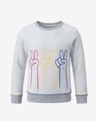 Heather Mist Sweat Set featuring a soft crewneck sweatshirt with colorful peace sign graphic for active kids.
