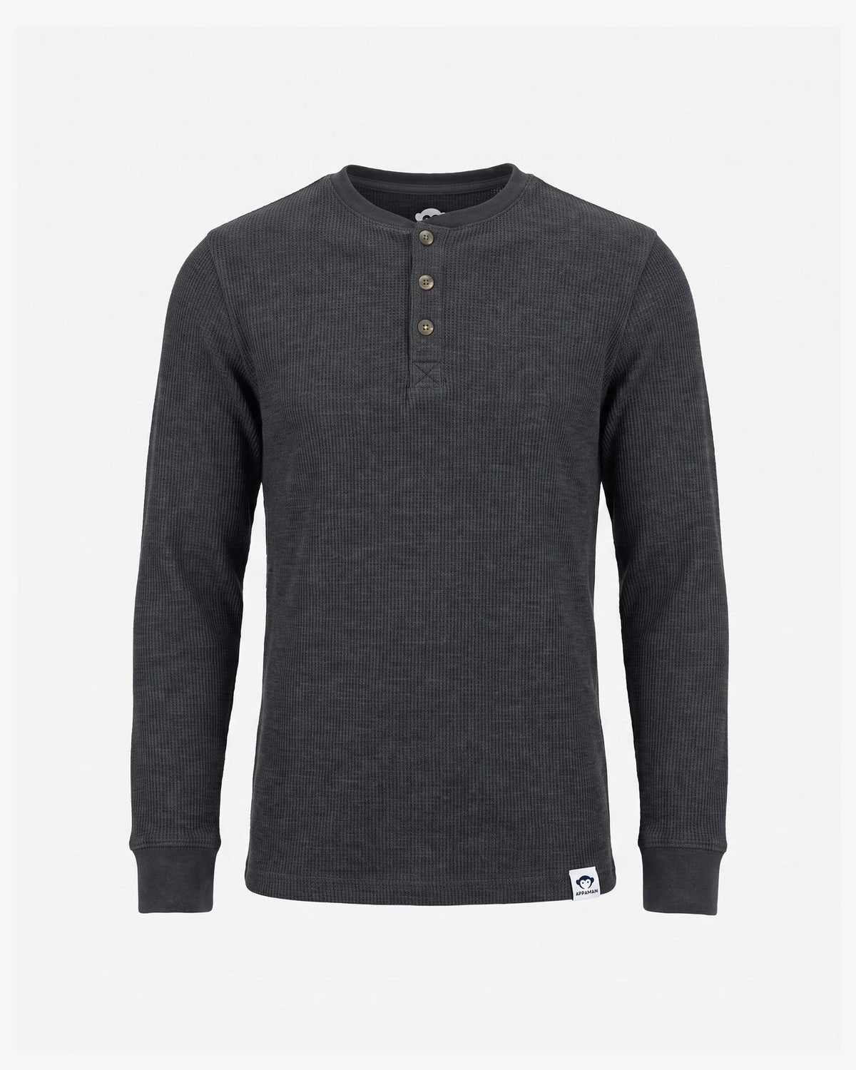 Appaman boys' henley charcoal, front view.