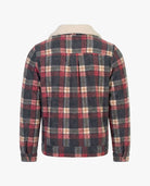 Back view of the Red Buffalo Heritage Jacket showcasing the iconic plaid design and soft sherpa lining.