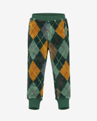Hunter Argyle Cozy Set featuring soft brushed interior sweatsuit with argyle pattern in rich hunter green and gold.