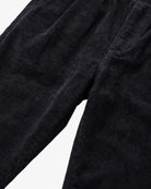 Boys black pleated corduroy pants, fabric detail