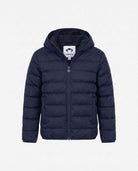 Dark Navy Packable Lightweight Puffer jacket by Appaman with full zip and hood for boys.