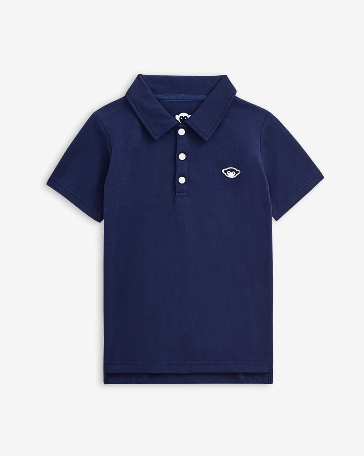 Navy Blue Fairbanks Polo featuring classic collar and signature monkey embroidery.