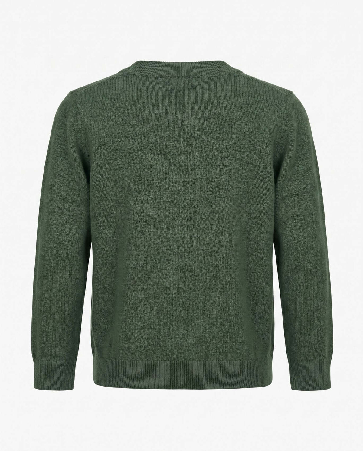 Back view of Hunter Green Obi Cardigan showcasing its soft knit texture and relaxed silhouette for active kids.