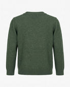 Back view of Hunter Green Obi Cardigan showcasing its soft knit texture and relaxed silhouette for active kids.