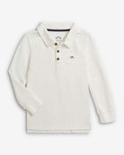 White Parker Polo long sleeve shirt for active kids, lightweight and comfortable, made of cotton blend.