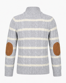 Appaman girls' gray striped cable-knit sweater, back view.