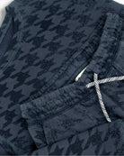 Blue Houndstooth Revel Crewneck and matching pants in a cozy blue pattern, perfect for kids' style.