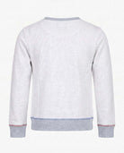 Back view of the Heather Mist Revel Crewneck sweatshirt showcasing its classic crewneck design and ribbed cuffs.