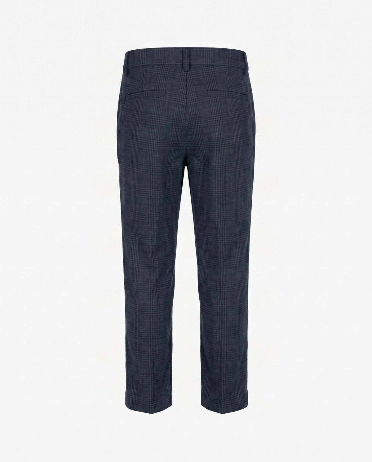 Back view of Shadow Gray Stretchy Mod Suit Pants for boys, showcasing slim straight cut and flat front design.