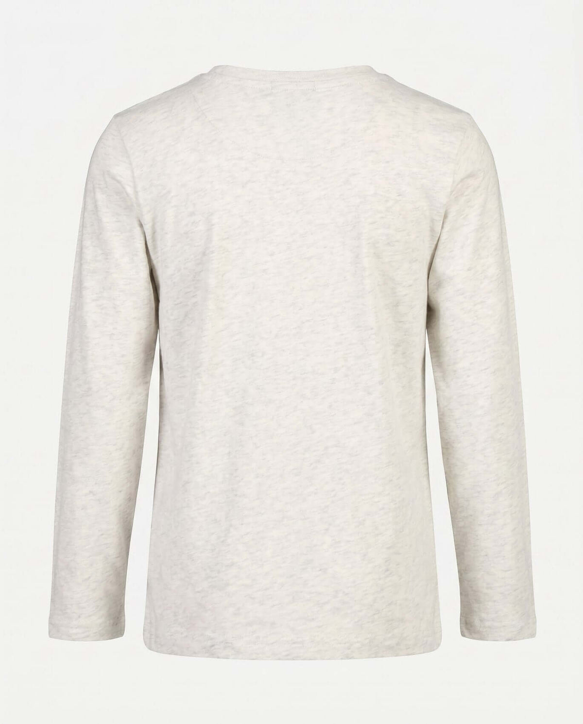 Back view of the Snacks Graphic Long Sleeve Tee in soft cloud heather fabric, designed for active kids.