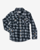 Grey/Black Check Snow Fleece Shirt, thick flannel for kids, perfect for cold winter days.