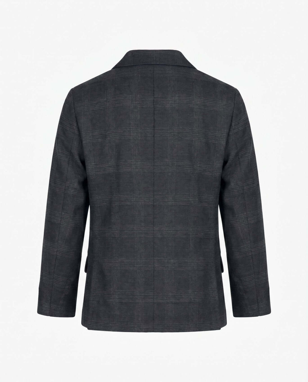 Back view of the Black Isle Tartan Stretchy Mod Suit jacket showcasing its stylish plaid design.
