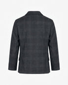 Back view of the Black Isle Tartan Stretchy Mod Suit jacket showcasing its stylish plaid design.