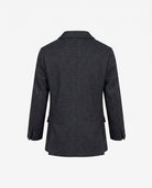 Back view of the Black Micro Houndstooth Stretchy Mod Suit featuring a tailored silhouette and notched lapels.
