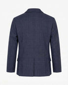 Back view of the Shadow Prince of Wales Stretchy Mod Suit in dark navy checkered pattern.