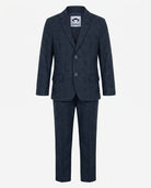 Shadow Prince of Wales Stretchy Mod Suit for active boys in dark navy checkered pattern, ideal for play and school.