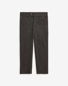 Black Herringbone Stretchy Suit Pants for stylish kids, featuring adjustable waist and pockets for comfort.