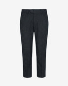Black Micro Houndstooth Stretchy Mod Suit Pants for active boys with adjustable waistband and slim straight silhouette.