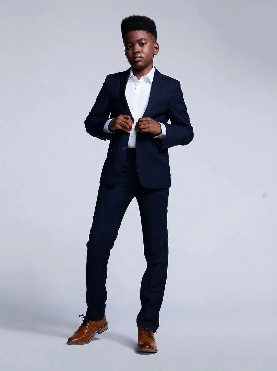 Appaman boys' suit navy, front view.