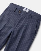 Navy Pinstripe Suit Pants with tailored waistband and classic pinstripe design by Appaman.