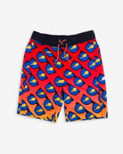Sunglasses Swim Trunks in vibrant colors with sunglass pattern, elastic waistband, and side pockets.