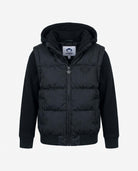 Black Checkerboard Turnstile Jacket featuring midweight warmth, smooth fabric, and zip-front closure, designed for boys.
