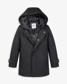Black Urban Gotham Coat for kids featuring a removable vest and stylish design, perfect for any special occasion.