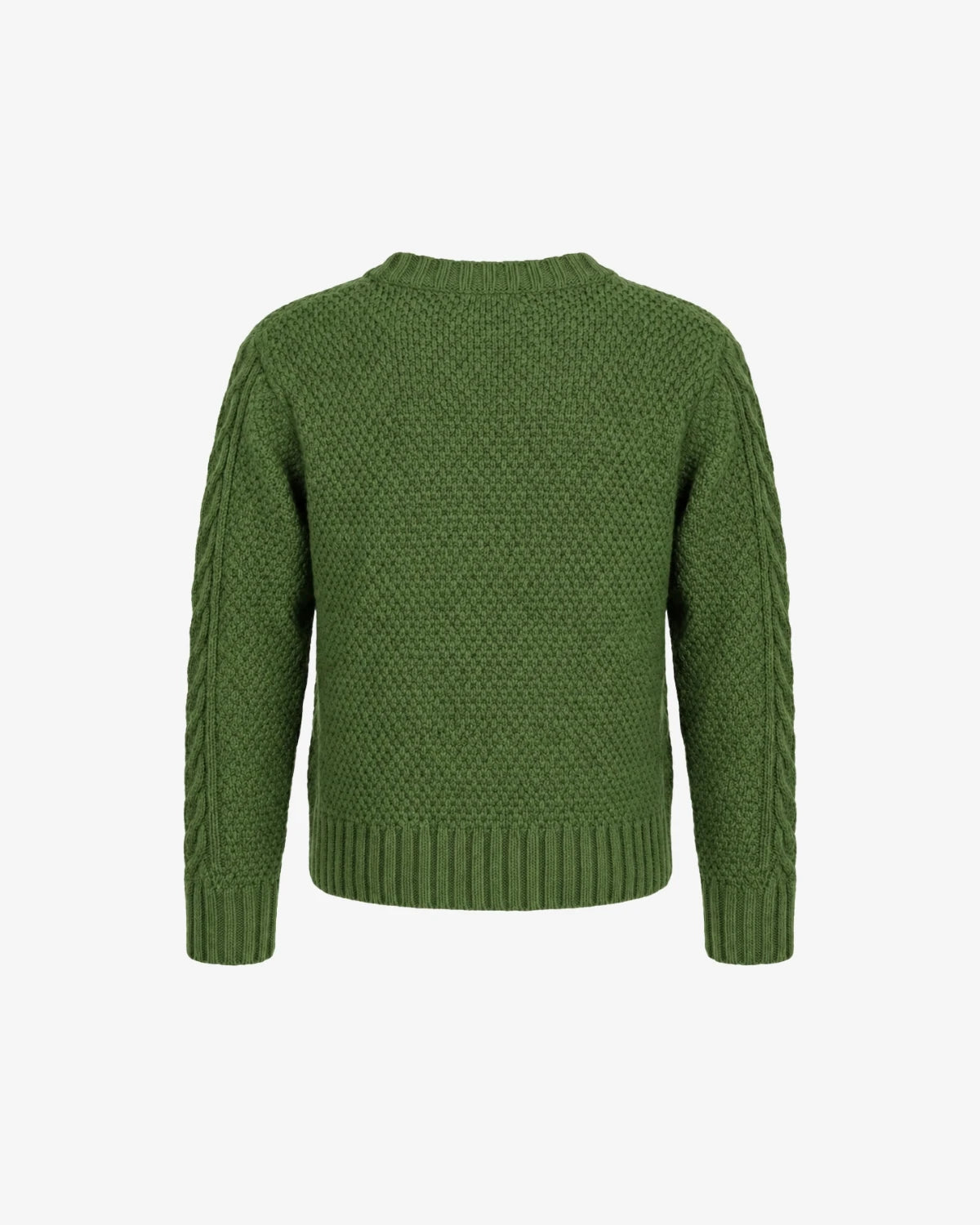 Appaman girls' green cable knit cardigan, back view.
