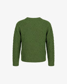 Appaman girls' green cable knit cardigan, back view.