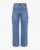Cambridge Wash Christa Denim Cargo back view showcasing the cargo pockets and relaxed fit design.