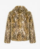 Leopard Cleo Faux Fur Coat back view showcasing luxurious leopard print design.