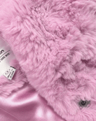 Pink Mousse Cleo Faux Fur Coat featuring ultra-soft pink faux fur and satin lining.