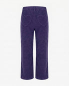 Back view of the Hyacinth Girls Club Pants featuring heart-shaped pockets and soft corduroy fabric.