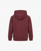 Back view of the Berry Cozy Raglan Hoodie showcasing its stylish design and rich berry color.